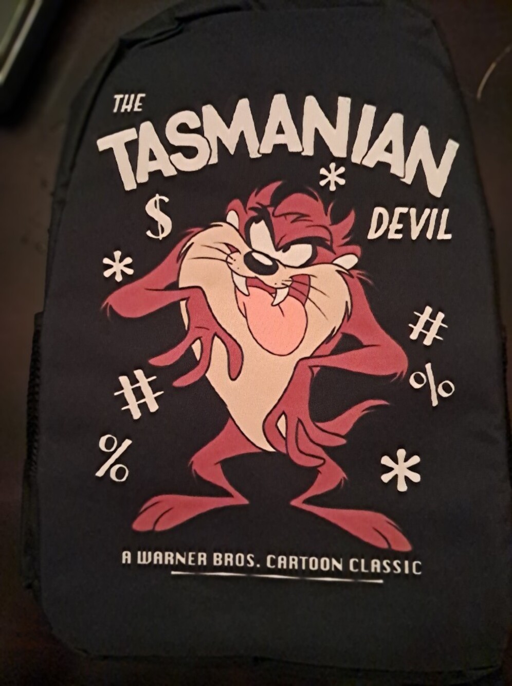 Warner Bros. Kids Black Backpack with Pink & Cream Tasmanian Devil Graphic